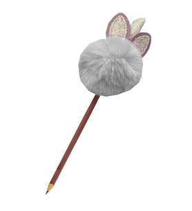 Unicorn Ponpon Peluş Kurşun Kalem 1 Adet Peluş Tüylü Tek Boynuzlu Unicorn Figürlü Kurşun Kalem Hediye Kalem Tüylü Sevimli Kalem (Beyaz)