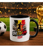 BK Gift Belçika Taraftar Temalı 2026 Dünya Kupası Tasarımlı Siyah Kupa Bardak