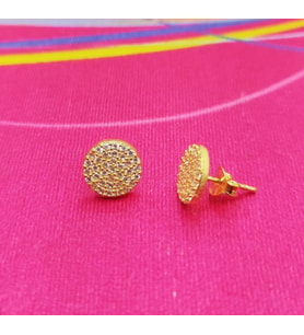 Altın Gold nokta taşlı gümüş küpe