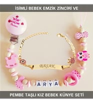 Sahi Aksesuar İsimli Bebek Emzik Zinciri ve İsimli Bebek Künye Seti