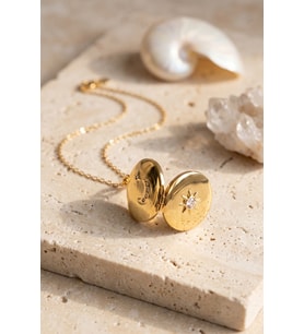 316L Çelik Zincir Gold Renk Açılabilir Madalyon Kolye 5886 - SSSSSS3597-9217