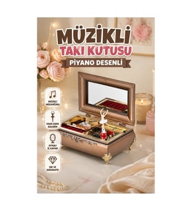 Piyano Tasarımlı Balerinli Müzikli Takı Kutusu