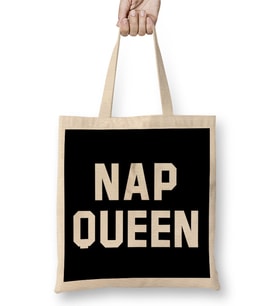 Nap Queen White Text Bez Çanta Uzun Saplı