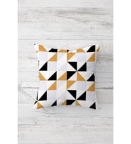 Geometrik Desen Çift Tarafı Baskılı Gizli Fermuarlı Yastık Kılıfı Kırlent Koltuk Yastık Kılıfı (Hardal)