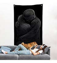 Linear Hug Sarılan Çift Duvar Örtüsü-7819