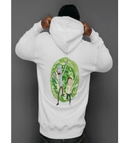Beyaz Unisex Rick And Morty Kapüşonlu Erkek Sweatshirt Hoodie