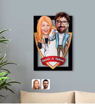 BK Gift Kişiye Özel İsimli Sevgililer Karikatürlü 3D Ahşap Tablo-93