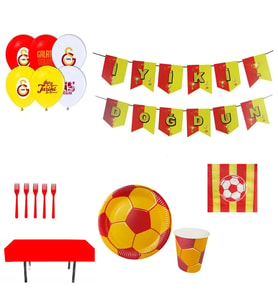 Galatasaray Sarı Kırmızı Doğum Günü Parti Seti Ekonomik 16 Kişilik-