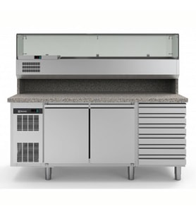 Electrolux Professional Endüstriyel Pizza Hazırlık Tezgahı, Garnitürlüklü, 2 Kapılı Ve 6 Çekmeceli, 0+10°c, Aısı 304 RCSH2D6W
