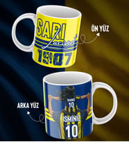 Baba Kız Özel İsim Ve Numara Baskılı Sarı Lacivert Tasarımlı Kupa Bardak - Hediyelik