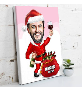 Neşeli Bir Yıl Olsun Karikatürlü Kanvas Tablo