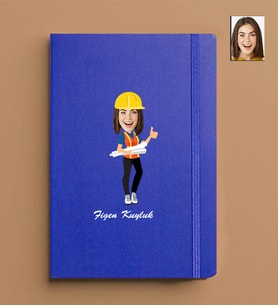Kişiye Özel Kadın Model 13x21 Mavi Defter-31