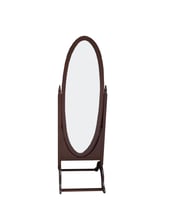 Ayna 17970 Oval Model Ahşap Kayın Ve MDF Parlak Ceviz Lakeflotal Ayna El Yapım