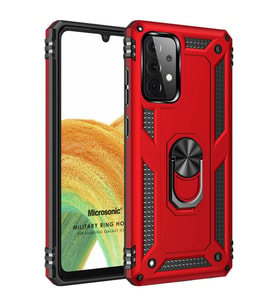 Microsonic Samsung Galaxy A53 5G Kılıf Military Ring Holder Kırmızı