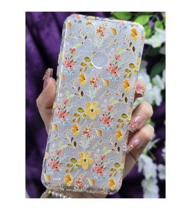 Realme C21Y / Realme C25Y Uyumlu Renkli Çiçekler Desenli Silikon Şeffaf Telefon Kılıfı