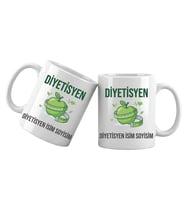 Kişiye Özel Diyetisyen Meslek Kupası – İsim Yazılı Diyetisyen Temalı Kupa Bardak Diyetisyen Hediyesi (Beyaz)
