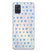 Samsung Galaxy A71 Uyumlu Mavi Kalpler Tasarımlı Şeffaf Telefon Kılıfı