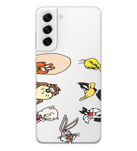 Samsung Galaxy S21 FE Uyumlu Bugs Bunny Tüm Karakterler Tasarımlı Şeffaf Telefon Kılıfı