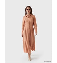 LCW Modest Pembe Beli Bağlamalı Modal Karışımlı Gömlek Elbise