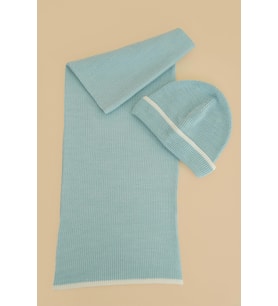 Chuba Çocuk Selanik Örgü Atkı Bere Takımı 7-9 & 10-12 Yaş Mavi CHKIDS106