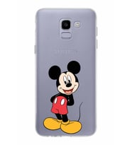 Samsung Galaxy J6 Kapak Mickey Mouse Tasarımlı Şeffaf Silikon Kılıf