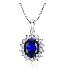 Monemel Mavi Kristal Taşlı Kolye (Altın Kaplama)