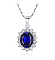 Monemel Mavi Kristal Taşlı Kolye (Altın Kaplama)