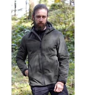 Softshell Erkek Mont Su Geçirmez Kapüşonlu Outdoor 350 Flam2 Fiyort Rüzgar Günlük (Haki)