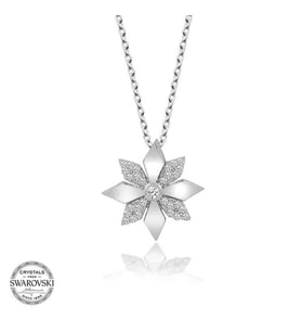 Swarovski Taşlı Gümüş Çiçek Bayan  Kolye