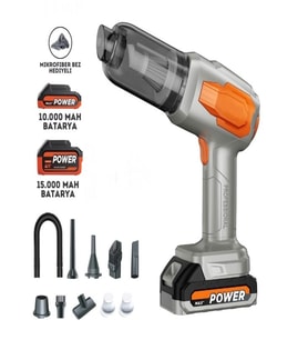 20000Pa 120w Güçlü Emişli Çift Bataryalı Kablosuz Vakumlu Üflemeli Mini Araç Süpürgesi