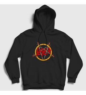 Presmono Unisex Siyah Logo Slayer Kapüşonlu Sweatshirt 111488tt