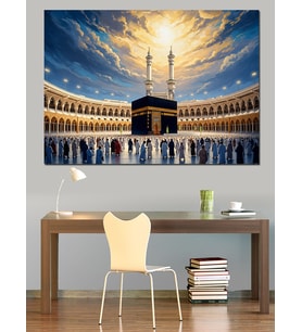 Kabe Ve Büyük Camii Kalabalığı Dekoratif Kanvas - Mdf Ahşap Tablo
