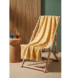 Sarı Retro %100 Pamuklu Plaj Havlusu 70x140 cm