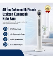 Profesyonel 45 İnç Elektrikli Kanatsız Dokunmatik Ekranlı Uzaktan Kumandalı Ayaklı Hava Soğutma Kule Fanı