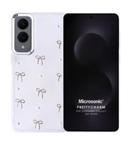 Microsonic Samsung Galaxy S25 Edge Kılıf PrettyCharm Bow (Gümüş)