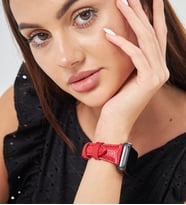 vagave Apple Watch 38 mm 40 mm 41 mm 3 4 5 6 7 se 8 9 Uyumlu Kadın Deri Kordon Saat Kayışı (Kırmızı)