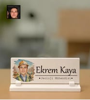 Kişiye Özel Jeoloji Mühendisi Temalı Karikatürlü Masaüstü Taş İsimlik
