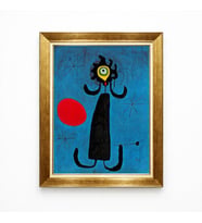 Tablore Joan Miro Tarzı Sürrealist Soyut Çerçeveli Tablo Modern Salon Duvar Dekoru