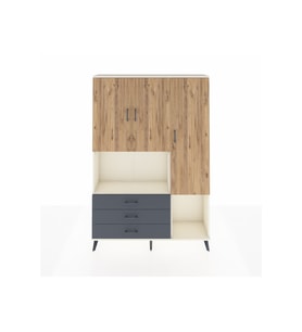 Arges Dolap 6 Raflı 3 Çekmeceli 3 Kapaklı 132x30x195 Aytaşı-Çam/Antrasit
