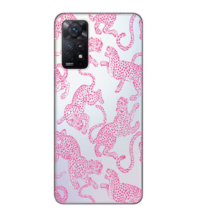 Redmi Note 11 Pro Uyumlu Pembe Leopar Desenli Şeffaf Telefon Kılıfı
