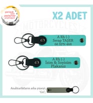 Motor Plakan, İsmin Anahtarlığında! İsim Plaka, A Rh (-) Kan Grubu Yazılı x2 Anahtarlık, Turkuaz-Gr