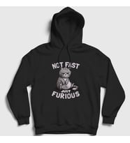 Presmono Unisex Kırmızı Not Fast Just Furious Cat Kedili Kapüşonlu Sweatshirt 460663tt (Siyah)
