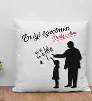 BK Gift Kişiye Özel Öğretmenler Günü Beyaz Kırlent Yastık- 5, Öğretmene Hediye, Öğretmenler Günü