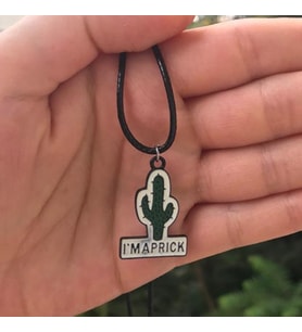 Kaktüs Bitki Kolye Suni Deri İpli Renkli Unisex Metal Kolye PYTKK0LYE160