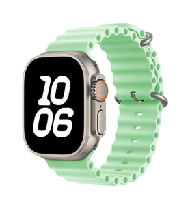 Apple Watch Ultra 49mm Uyumlu Kordon Ocean Silikon Yumuşak Esnek Metal Tokalı Zore KRD-75 Kayış (Açık Yeşil)