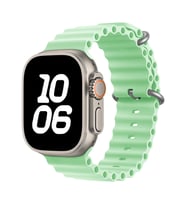 Apple Watch Ultra 49mm Uyumlu Kordon Ocean Silikon Yumuşak Esnek Metal Tokalı Zore KRD-75 Kayış (Açık Yeşil)
