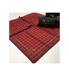Geometrik Desen Black Seri Twill Eşarp Eşarp Askısı ile Birlikte 90x90 cm Nar Çi