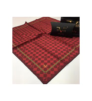 Geometrik Desen Black Seri Twill Eşarp Eşarp Askısı ile Birlikte 90x90 cm Nar Çi