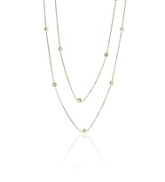 Gümüş altın yaldızlı  Zirkon Sıra Taşlı Kolye 100 cm SGTL10506GOLD