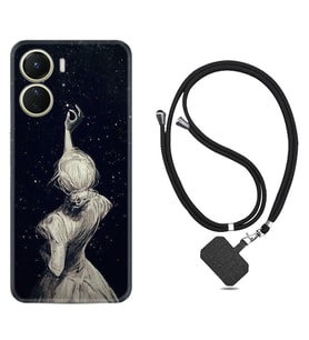 Vivo Y16 Kılıf Resimli Boyun Askılı İpli Desenli Silikon Star Woman 1332